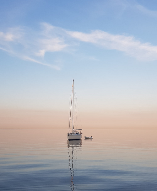 Boat anchored on the water